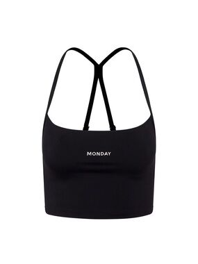 Monday Black Strappy Crop Tank Top